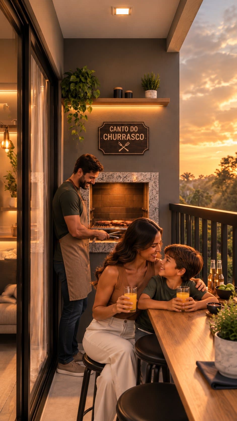 Sacada com churrasqueira — imagem da campanha do Sardegna